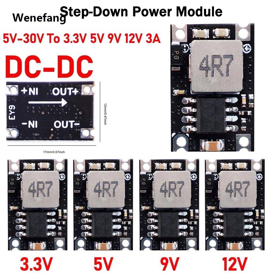 Wenefang DC-DC Buck Power Supply Module 5V-30V To 3.3V 5V 9V 12V 3A Adjustable Buck Converter Module for Car Motorcycle Battery Charging