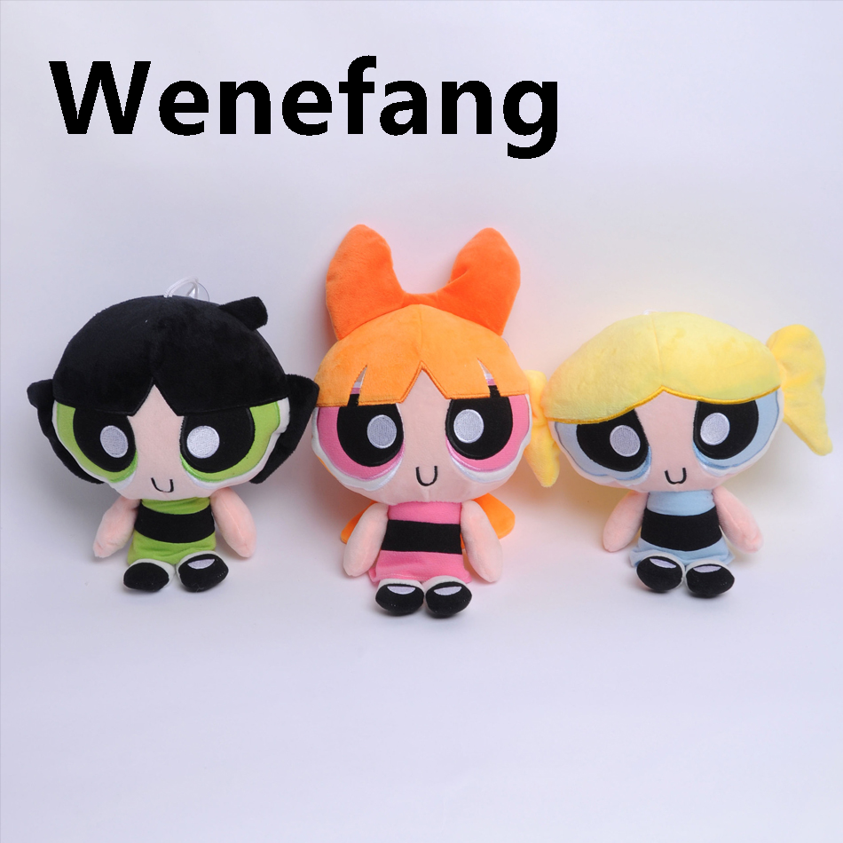 Wenefang 20cm Cartoon anime Powerpuff Girls Plush Toys Cute Blossom Hot Selling Buttercup Bubbles stuffed Plush dolls Gifts For Childr