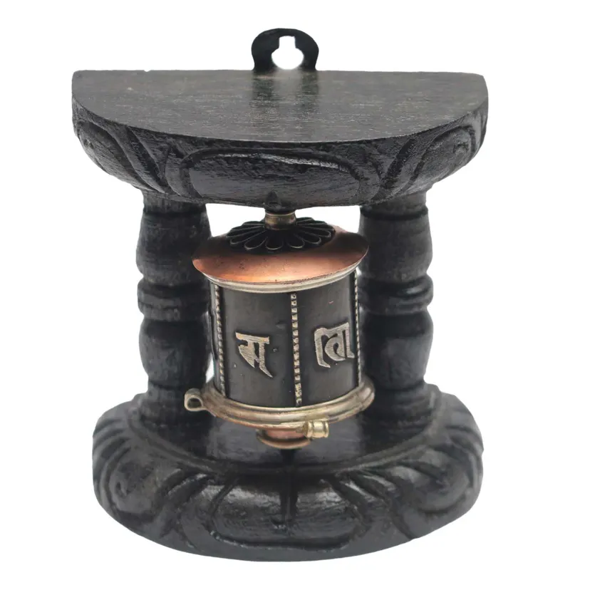 4*4 Inch Wooden Wall Hanging Rotating Praying Wheel