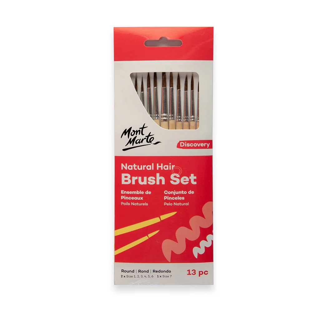 Mont Marte Natural Hair Art Brush Set Round Discovery 13pc - BMHS0057