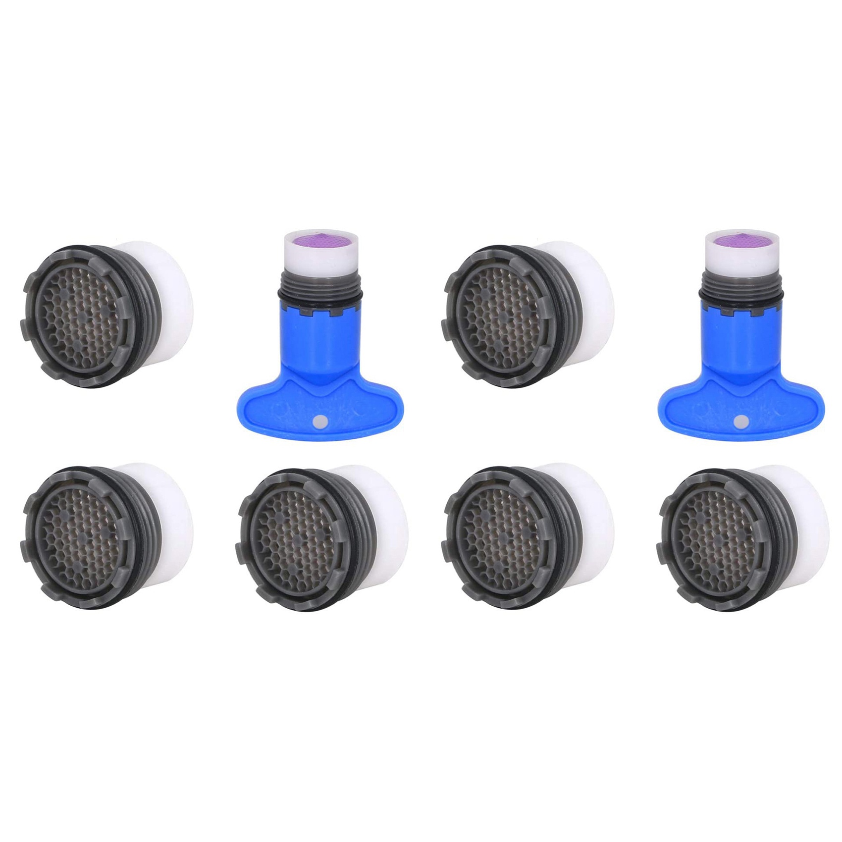 NAMUNY 1.2GPM Faucet Replacement Part Insert Filter, Restrictor Aerator, 8 Pack(Blue+Black) 18.5mm & 16.5mm