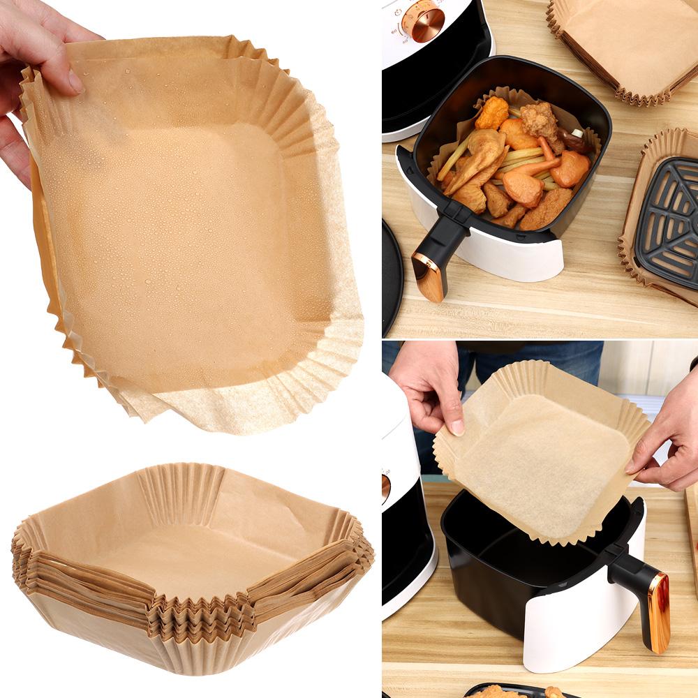 20pcs/50pcs/100pcs Easy To Use Silicone Oil Even Heating Disposable Paper Air Fryer Liners Roasting Microwave Wide Application