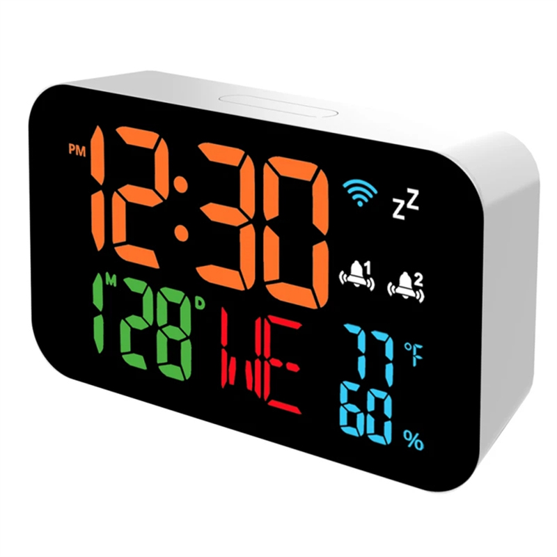 ARELENE Tuya WiFi Clock Calendar Intelligent Thermometer Hygrometer with Digital LED Display Support WIFI Auto-Calibration