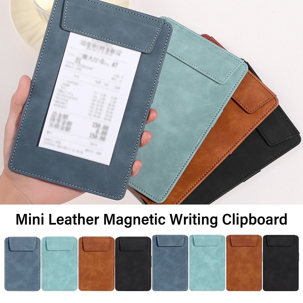 High Quality Leather Mini File Folder Magnetic Portable Writing Pad Document Filing Organizer Business