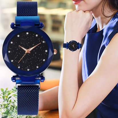 Luxury Fashion Magnetic Casual Mesh Steel Watch For Women
