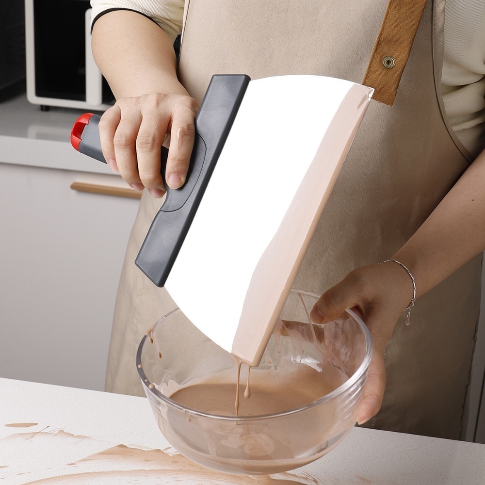 Household Stainless Steel Chocolate Shovel PP Handle High Hardness Chocolate Tempering Scraper Large Size Chocolate Spatula Dough