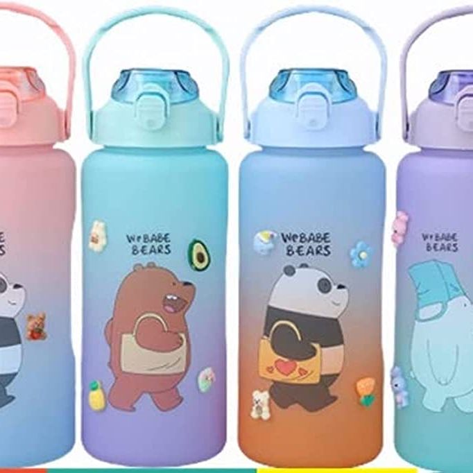 Trendy Fashionable 2000ml Water Bottle With Straw And Time Maker