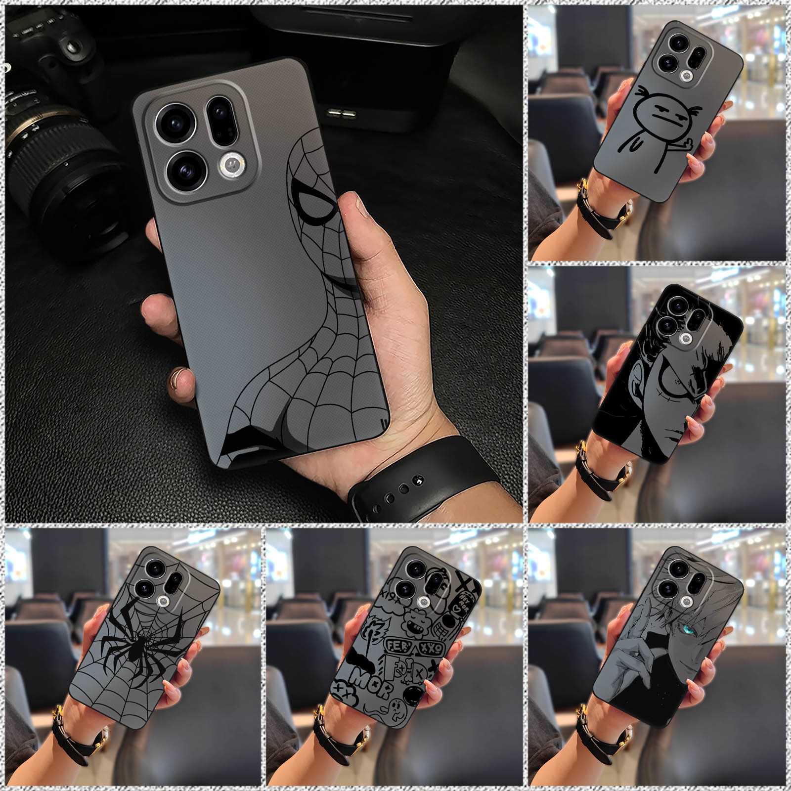 Waterproof Silicone Phone Case For OPPO Find X9 Cute Fashion Design Cartoon Full wrap Durable Graffiti Protective TPU