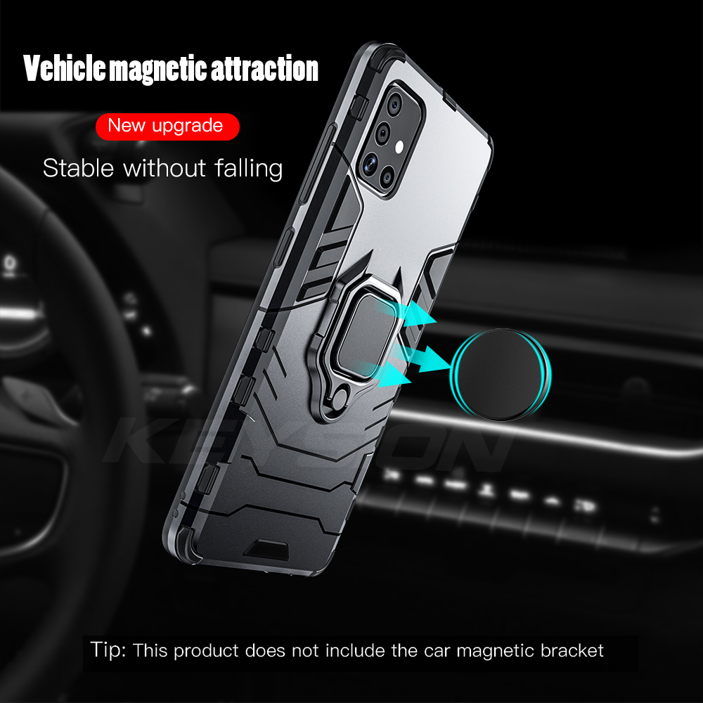 HOT KEYSION Shockproof Armor Case for Samsung M31S M51 Ring Stand Bumper Silicone + PC Phone Back Cover for Galaxy M31 M21 M11 M01