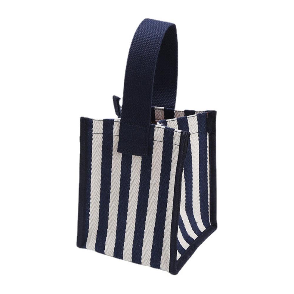 Lightweight Stripe Handbag Grocery Storage Canvas Portable Mini Tote Bag Large Capacity Small Canvas Handbag for Casual Outings Girls Shopping Women's