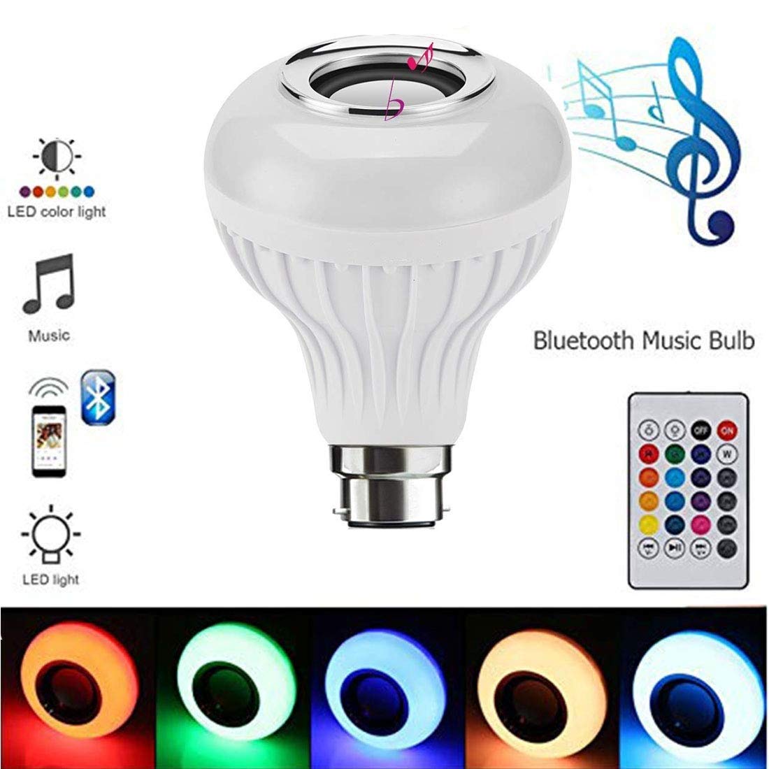 Remote Control Music Light Bulb Led Light Bulb 12 Watts With Bluetooth Speaker