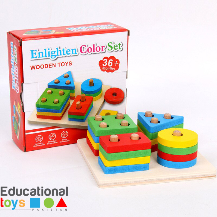Vylon Wooden Geometric Puzzles | Four Column Geometric Shapes |