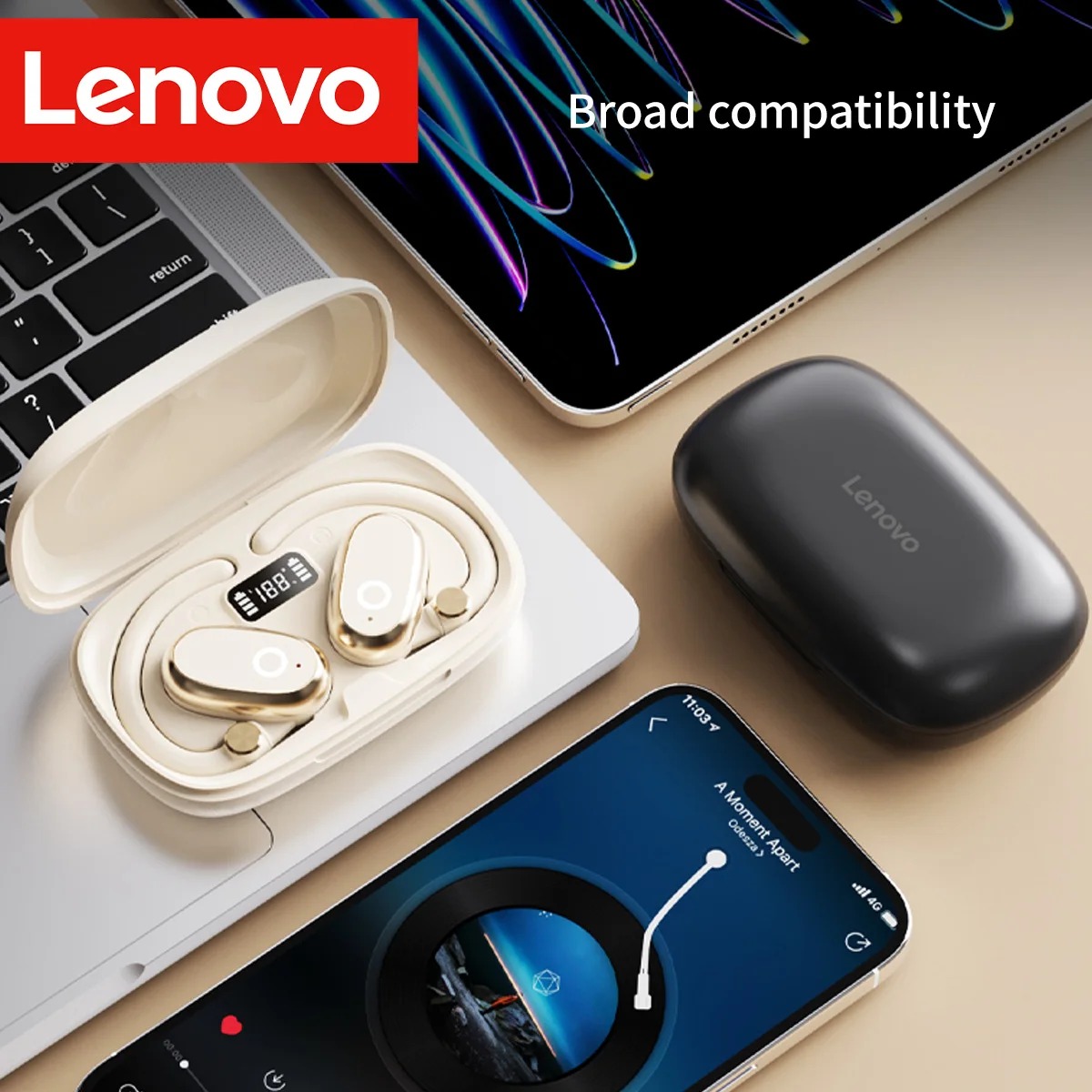 Original Lenovo EA366 Bluetooth5.4 Earphones True Wireless Headphones With Mic Button Control Noise Reduction Earhooks Waterproof Sport Headset