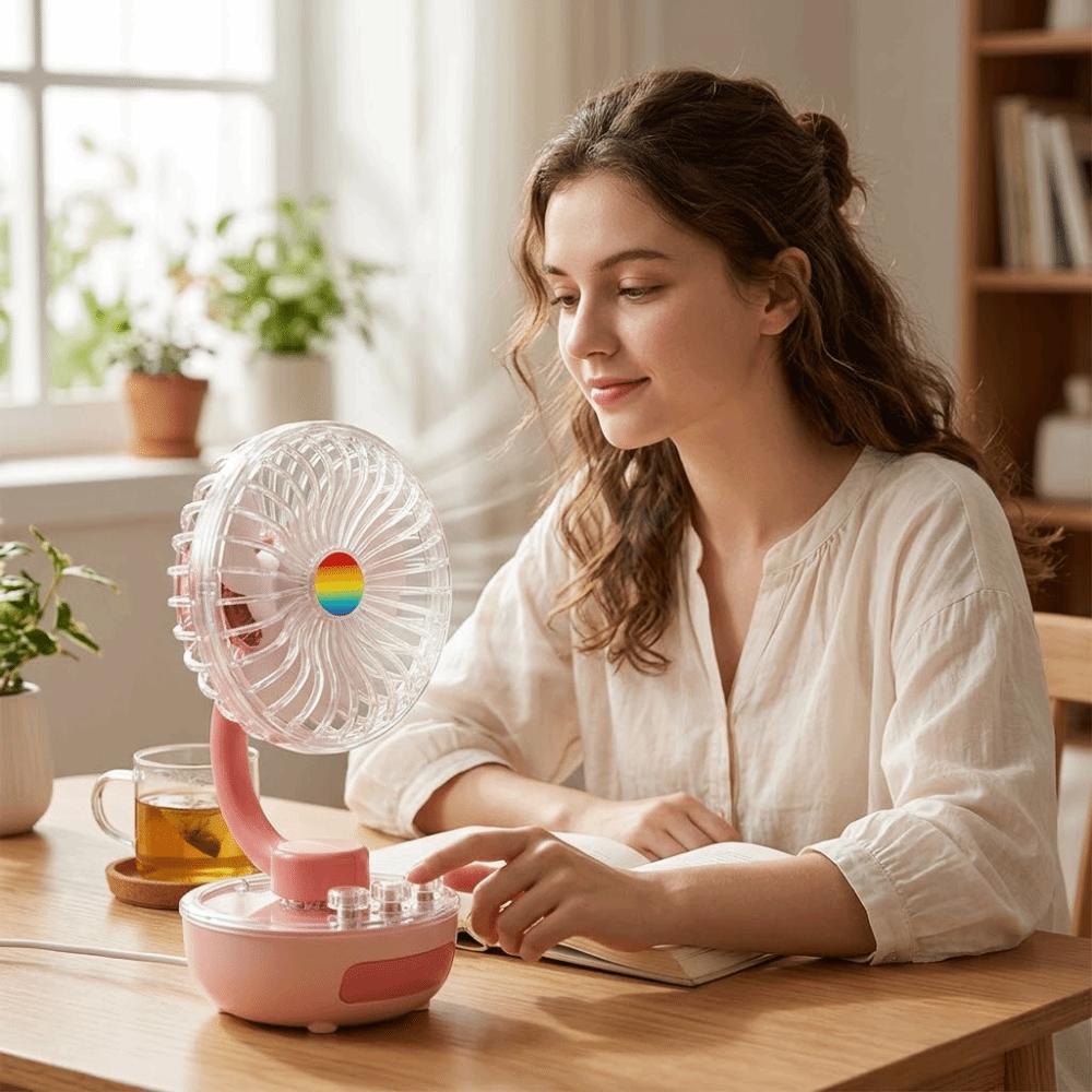 Mini Fan Compact Design Transparent Desktop Fan Lightweight Built-in Rechargeable Rechargeable Mini Table Fan Simple Appearance Soft Natural Wind Portable Personal Cooling Fan Bedroom