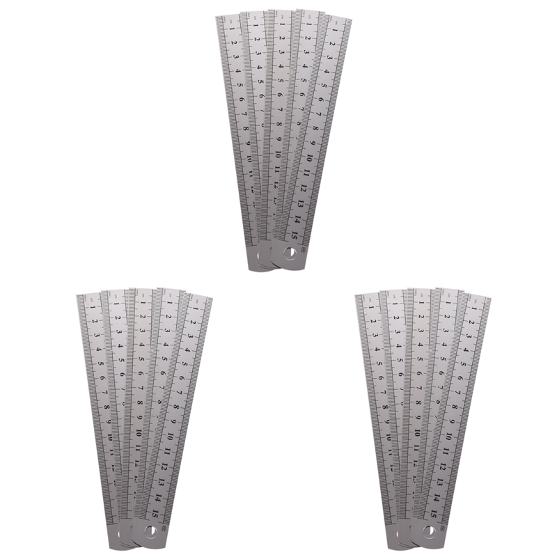 FORIDE 20 Pcs Dual Side Marked 15cm 6 Inch Stainless Steel Straight Ruler