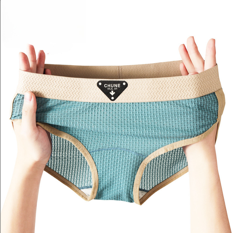Ice Silk New Women's Underwear Solid Color Wholesale Middle Waist Large Size Breathable Girls Briefs A6508