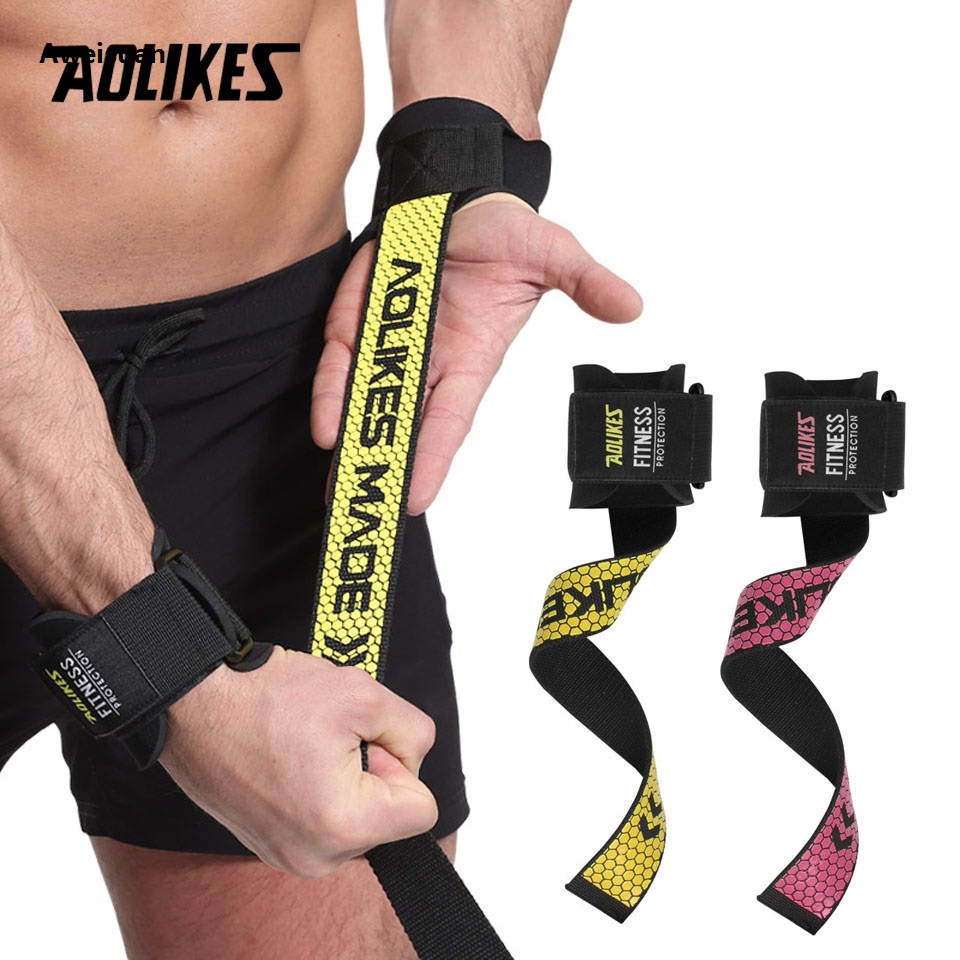 Aweisuan AOLIKES 1 Pair Gym Fitness Weight lifting Grip Straps Dumbbell Portable Hand Grips Training Wrist Support Bands for barbell Pull up