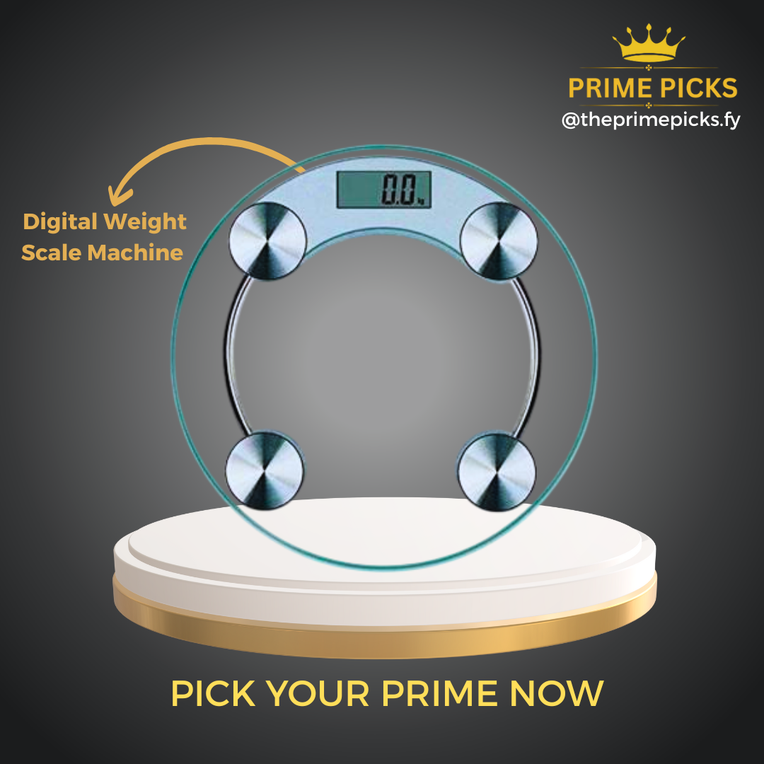 Premium Digital Body Weight Scale Machine | LCD Display | 180kg Capacity | High Precision Glass Weighing Scale for Home & Gym - Slim, Round, Battery Operated