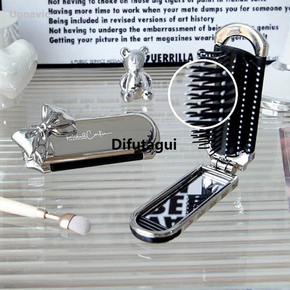Difutagui This comes with a compact mirror bag designed for women and children, 2025 2025 suitable for a foldable mini portable comb and an air cushion brush.