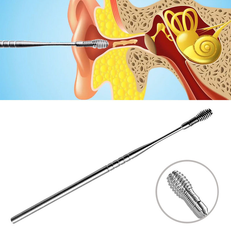 【New arrival】1Pcs Stainless Steel Spiral Ear Pick Spoon Ear Wax Removal Cleaner Ear Tool Multi-function Portable