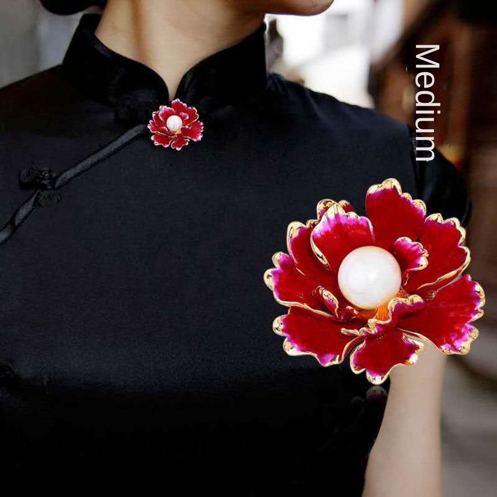 Fashion Peony Peony Flower Brooches Alloy Red/Purple Flower Clothing Decoration Peony Advanced Brooch Woman