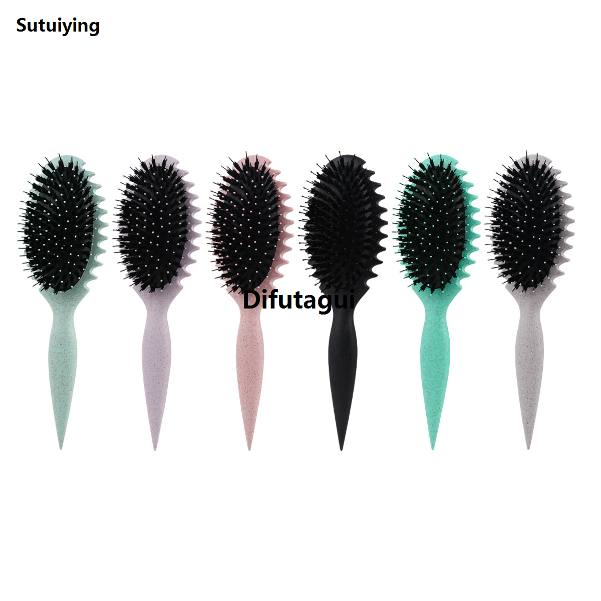 Difutagui 1 piece curly hair styling comb bristle hair combexfoliating hair Portable 2025 New brush women's wet roll hair comb hair cutting styling comb