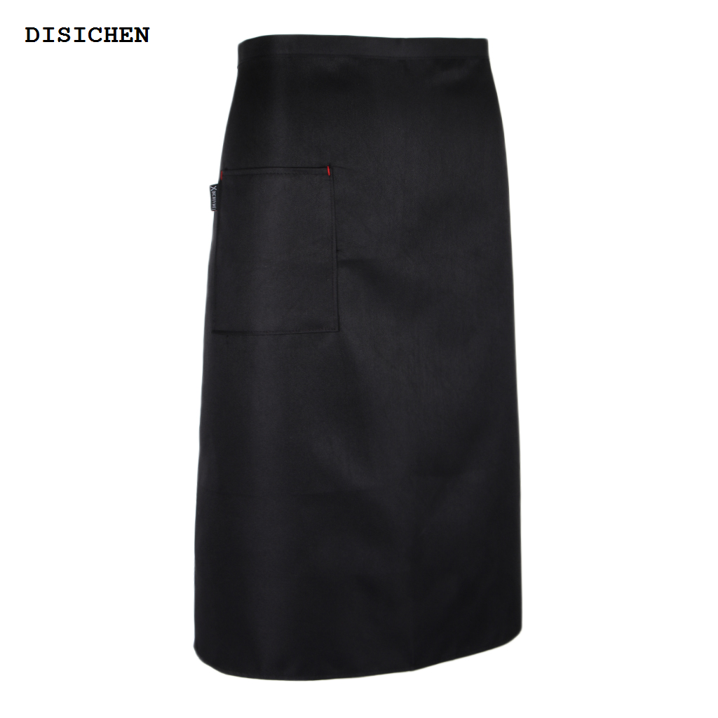 DISICHEN 2025 New Half Length Long Waist Kitchen Apron Catering Chefs Hotels Servers Uniforms - White/Black