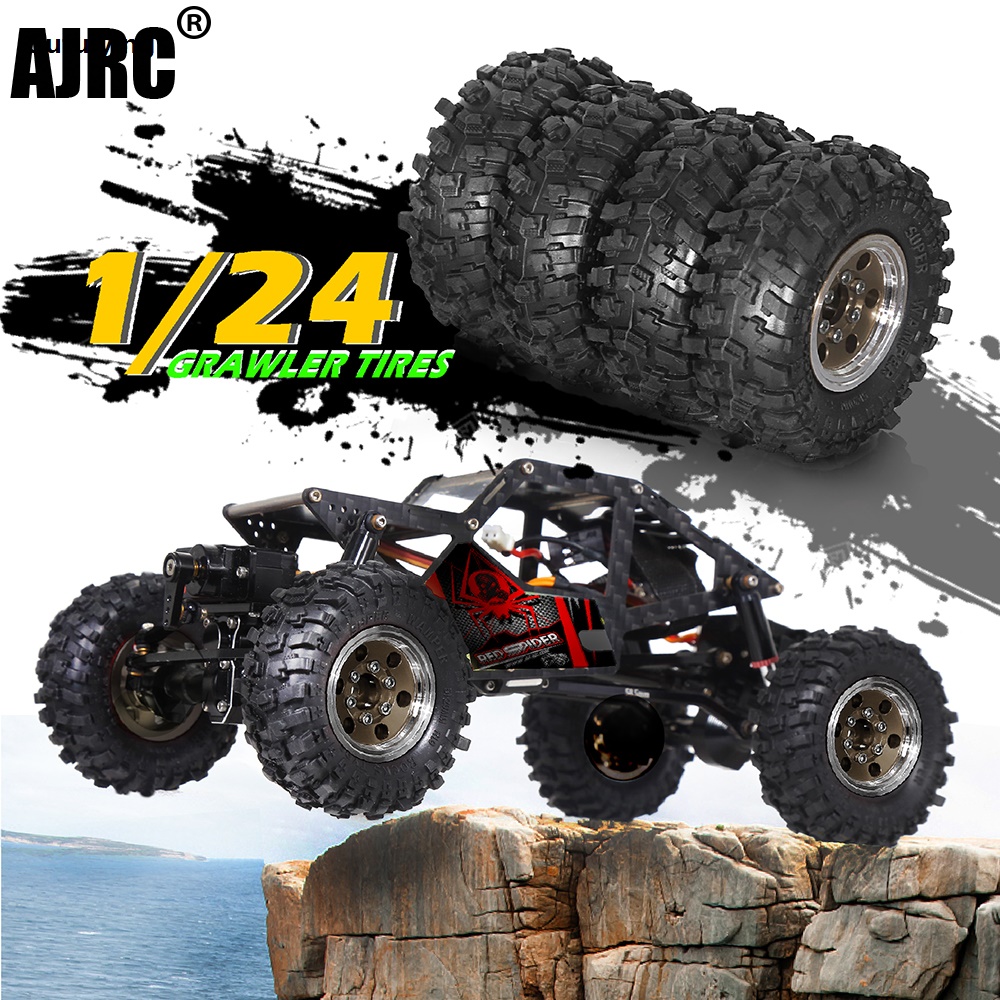 Sutuiying 4pcs Beadlock Metal Wheel Rims 51mm 1.0| Tire Rubber Tires Set 【2025 Version】 For Traxxas 1/18 Trx-4m Defender Bronco 1/24 Axial Scx24 Fms24