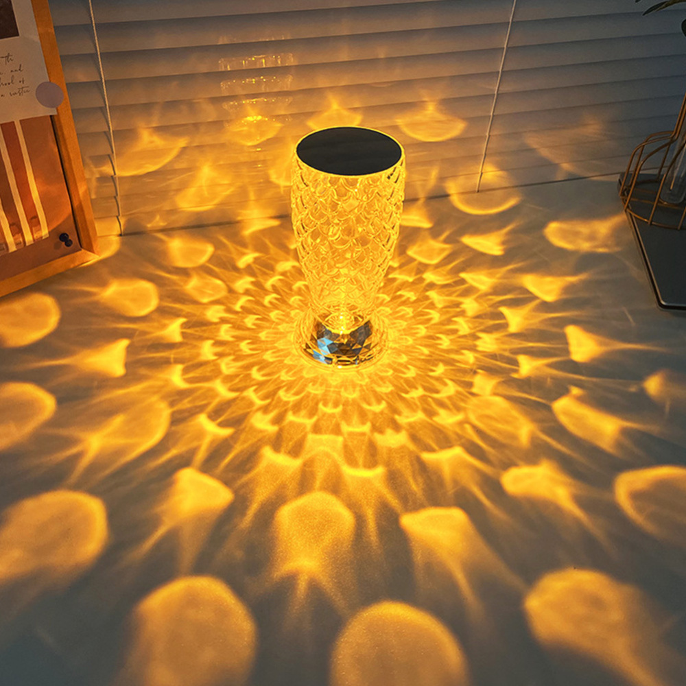 Crystal Shadow LED Atmosphere Projection Light USB Touch Control Table Light Restaurant Bar Bedside Decor Lamp