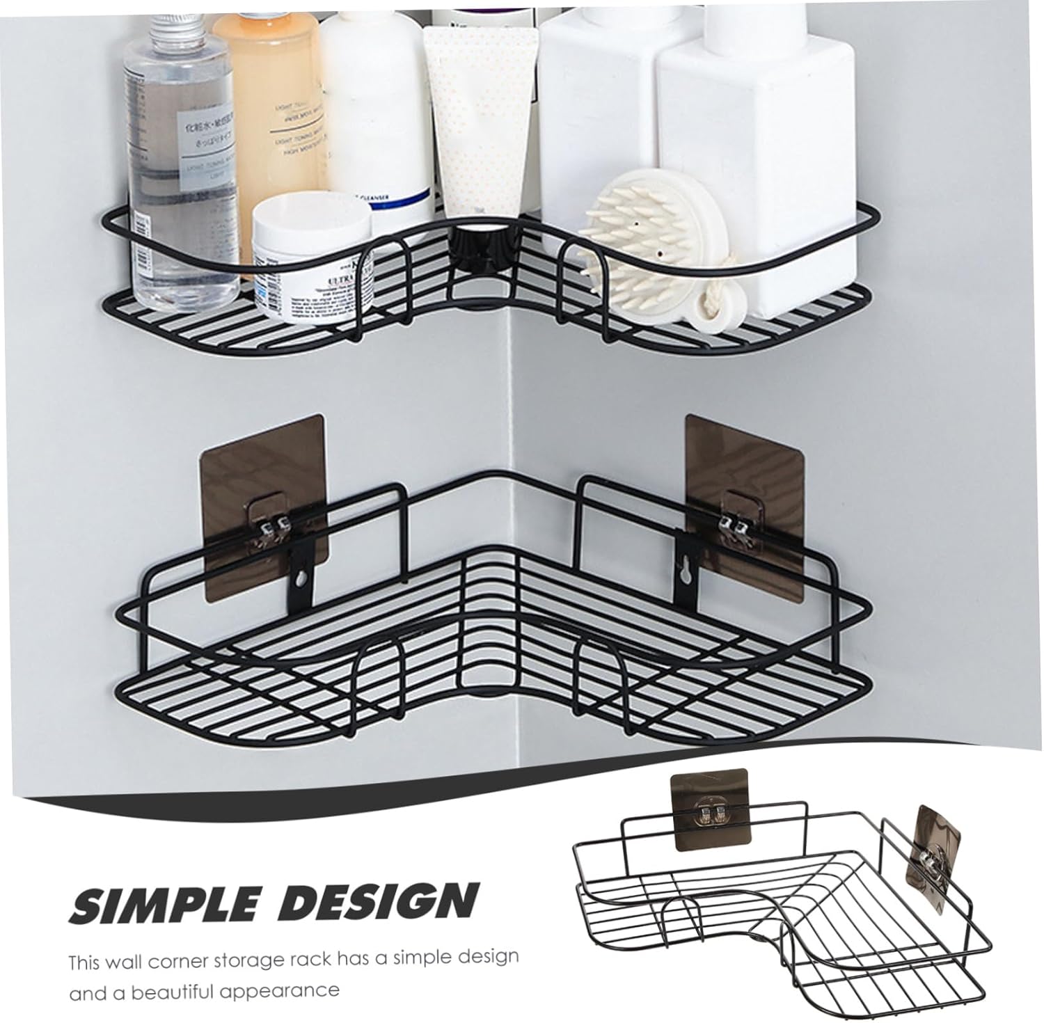 Triangular Self Adhesive Metal Bathroom Corner Rack Storage Shelves, Stainless Steel Bathroom Corner Shelf Organizer Storage