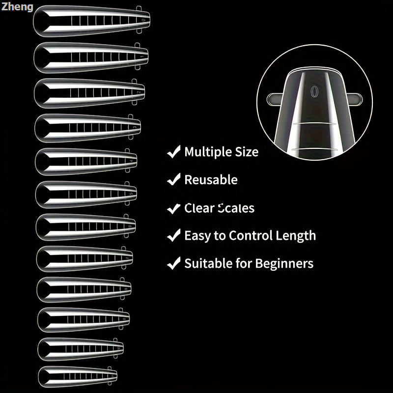Difutagui Zheng Profesional With nail art nail molds that extend the size of nail molds, 12 pieces of stiletto Portable shape glue can be reused, 20 pieces can be reused for nail gel double molds, 1 set for polygel