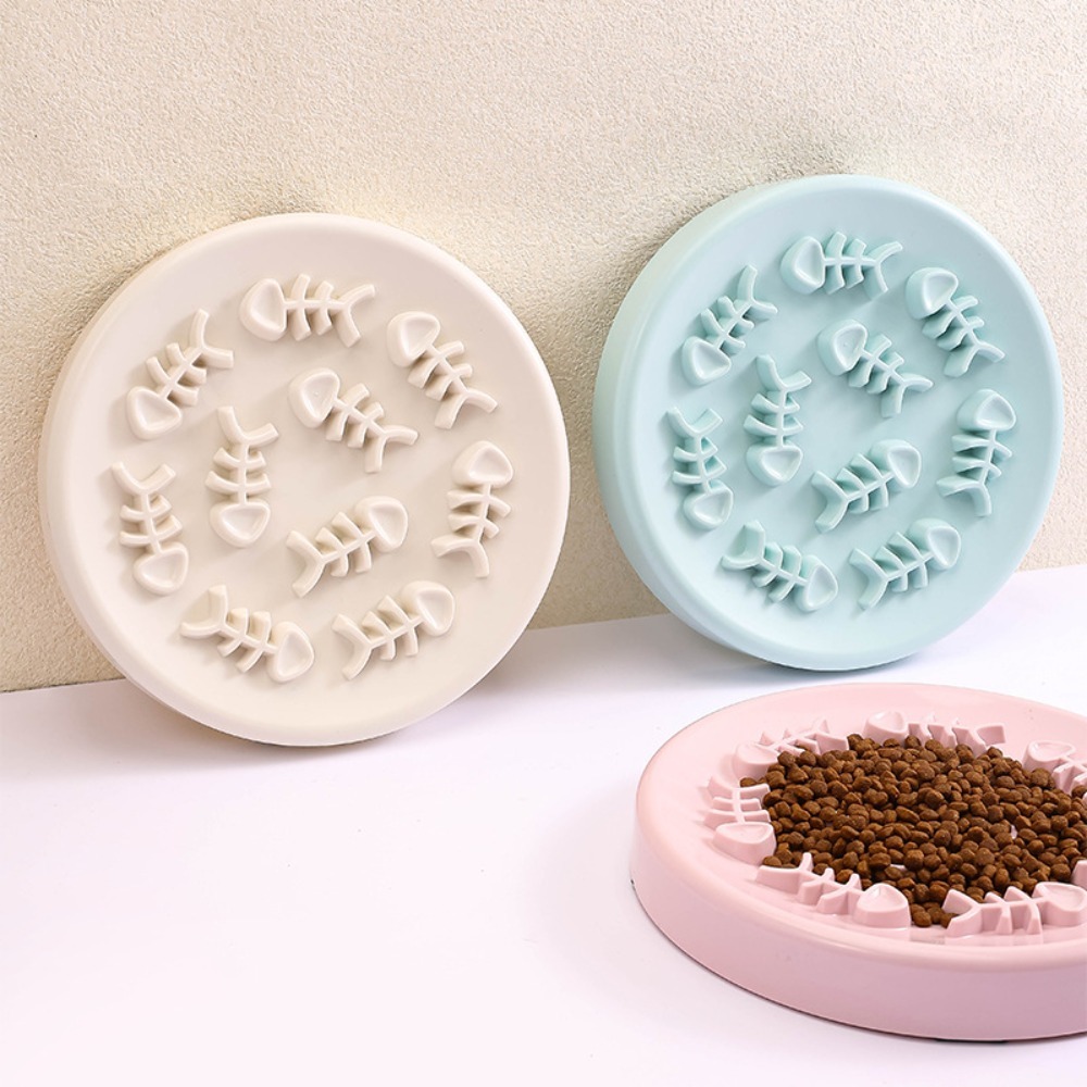 Cute ABS Pet Bowl Non-slip Bottom Multi-purpose Cat Feeder Bowl Oval Fish Shaped Cat Plate Feeding Supplies