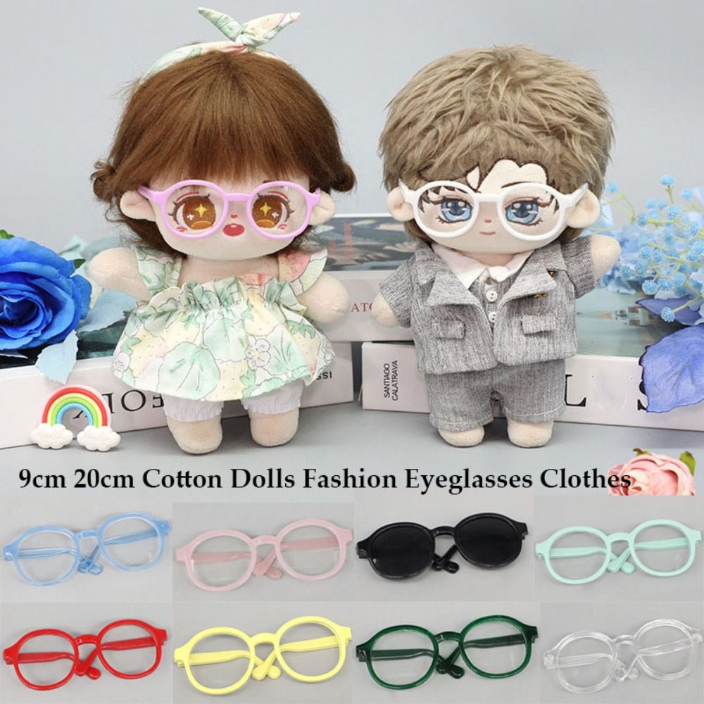 High Quality 9cm Doll Glasses Cute DIY Round Frame Mini Fashion Crown Eyeglasses 20cm Cotton Dolls