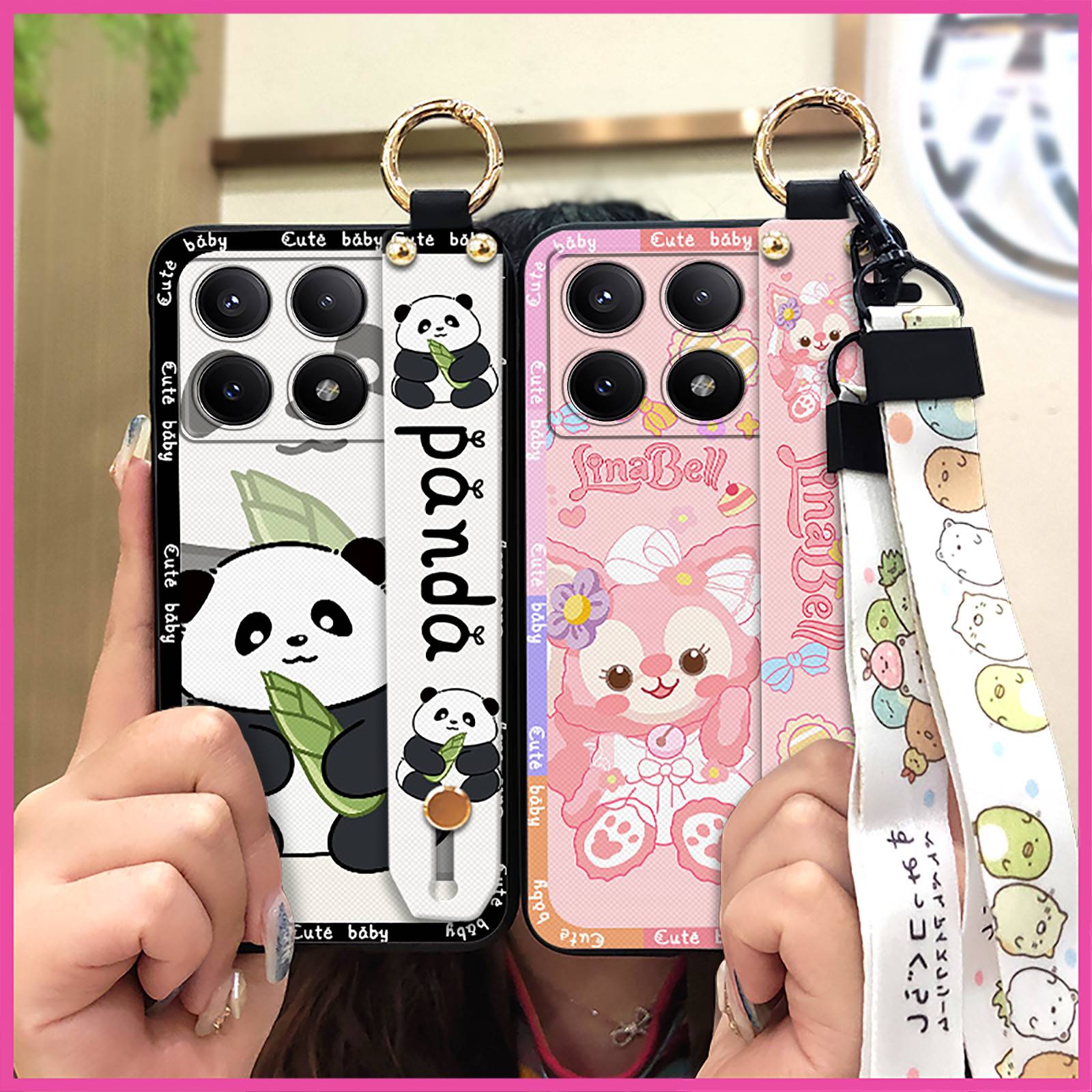 phone pouch Silicone Phone Case For Redmi K70E/Poco X6 Pro 5G Wristband cute simple Plain color masculine cartoon mature