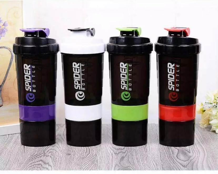 Protein Shaker Bottle With 3-Layer Twist And Lock Storage, Leak Proof Fitness Sports Nutrition Supplements Non-Slip Mix Shake Bottle