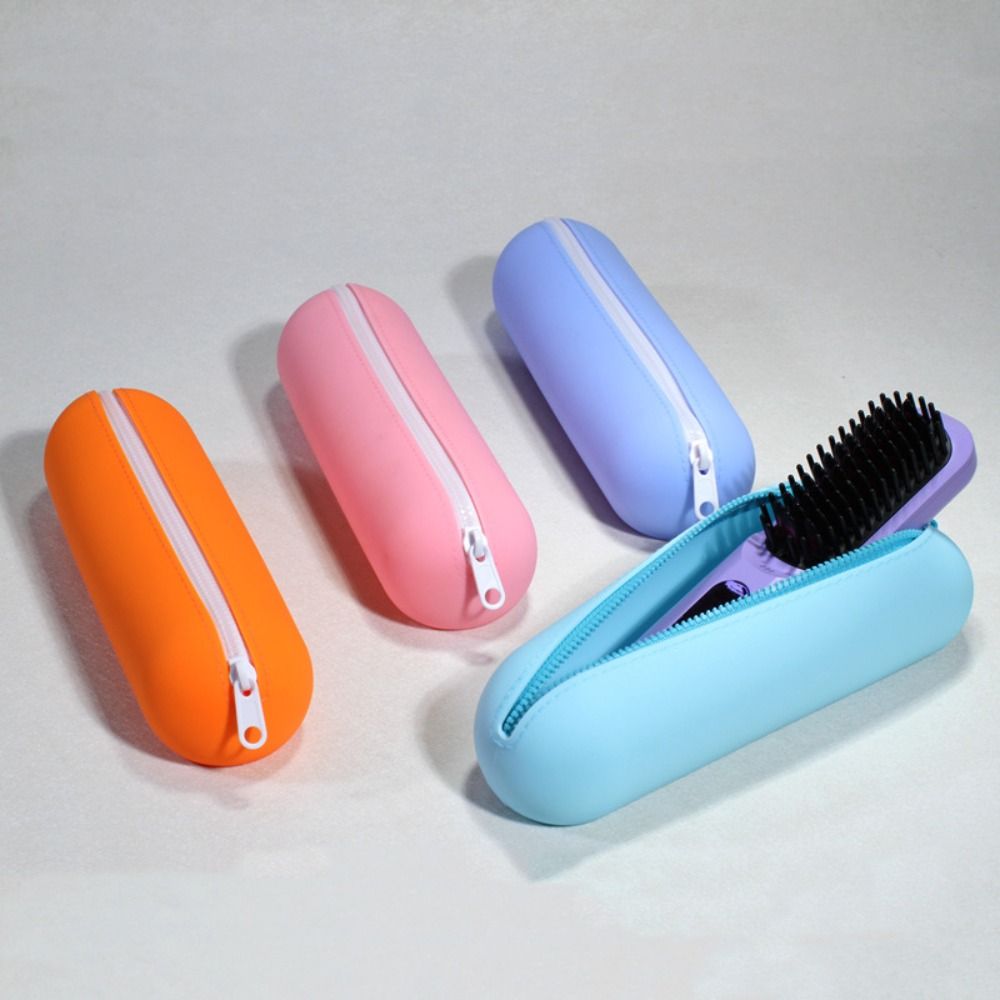 Portable Large capacity Straight Hair Comb Storage Bag Zipper Lightweight Stationery Organizer Soft Waterproof Cosmetics Storage Bag Cosmetics Makeup