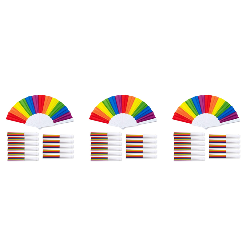Rainbow Fans, 36-Pack Fans, Rainbow LGBTQ Portable Folding Fans, Folding Hand Fans Party Decorations