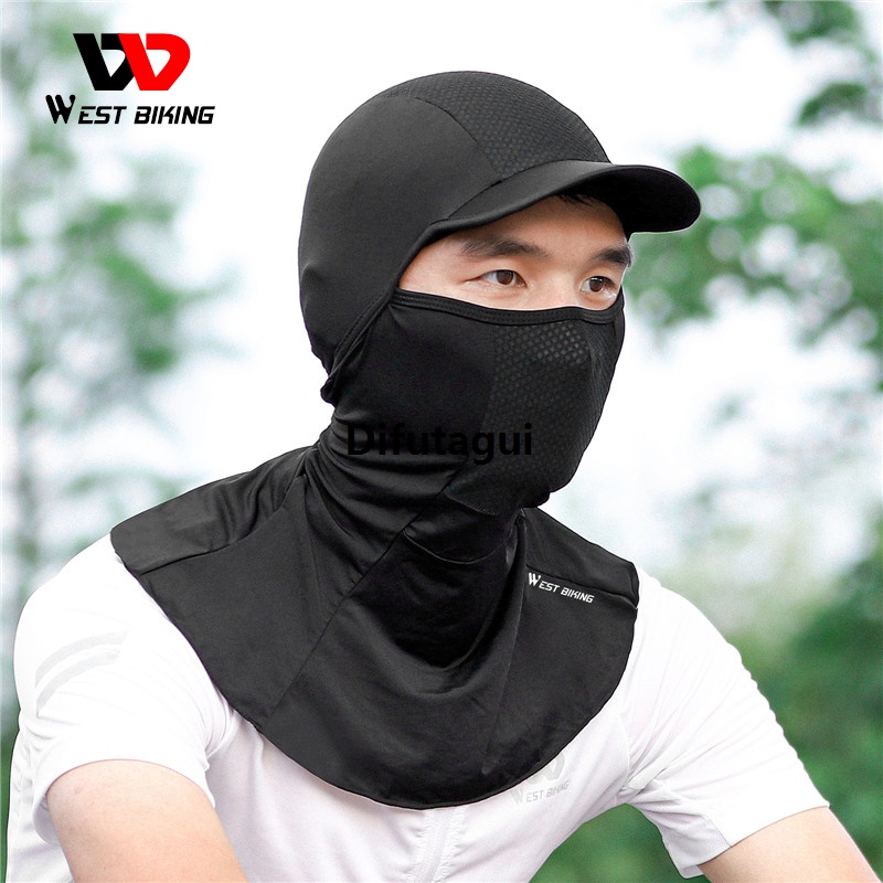 Difutagui WEST BIKING Summer Ice Silk Cap Breathable Elastic Anti-UV Balaclava Luxury With Brim Cycling Helmet Liner Hat Sun Protection Shawl
