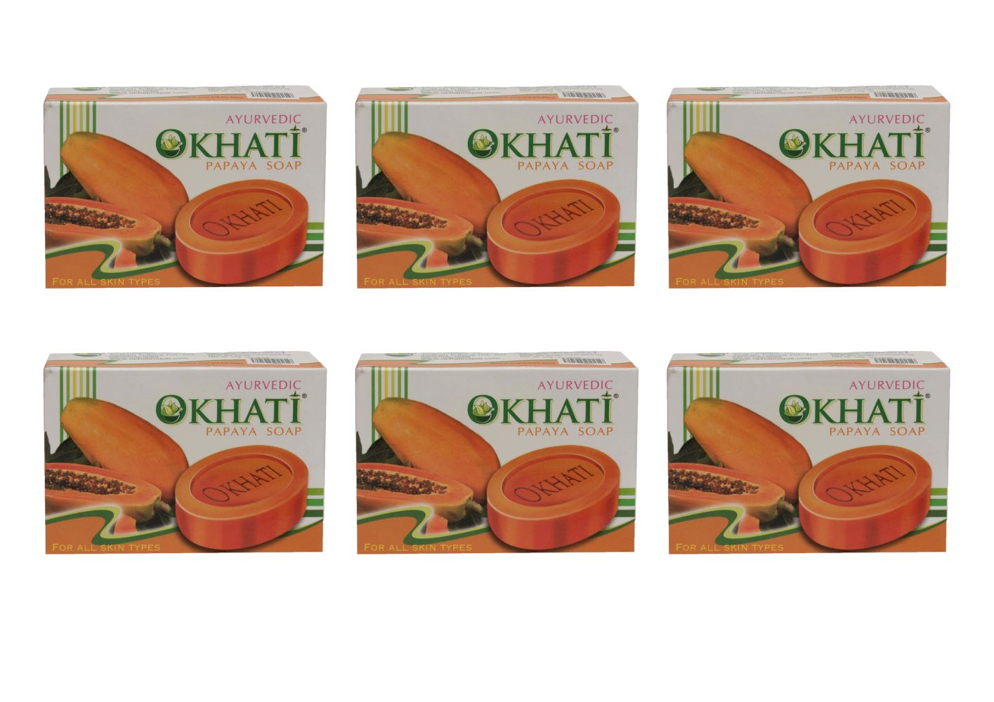 Okhati Papaya Soap 75G (Combo of Pack 6)