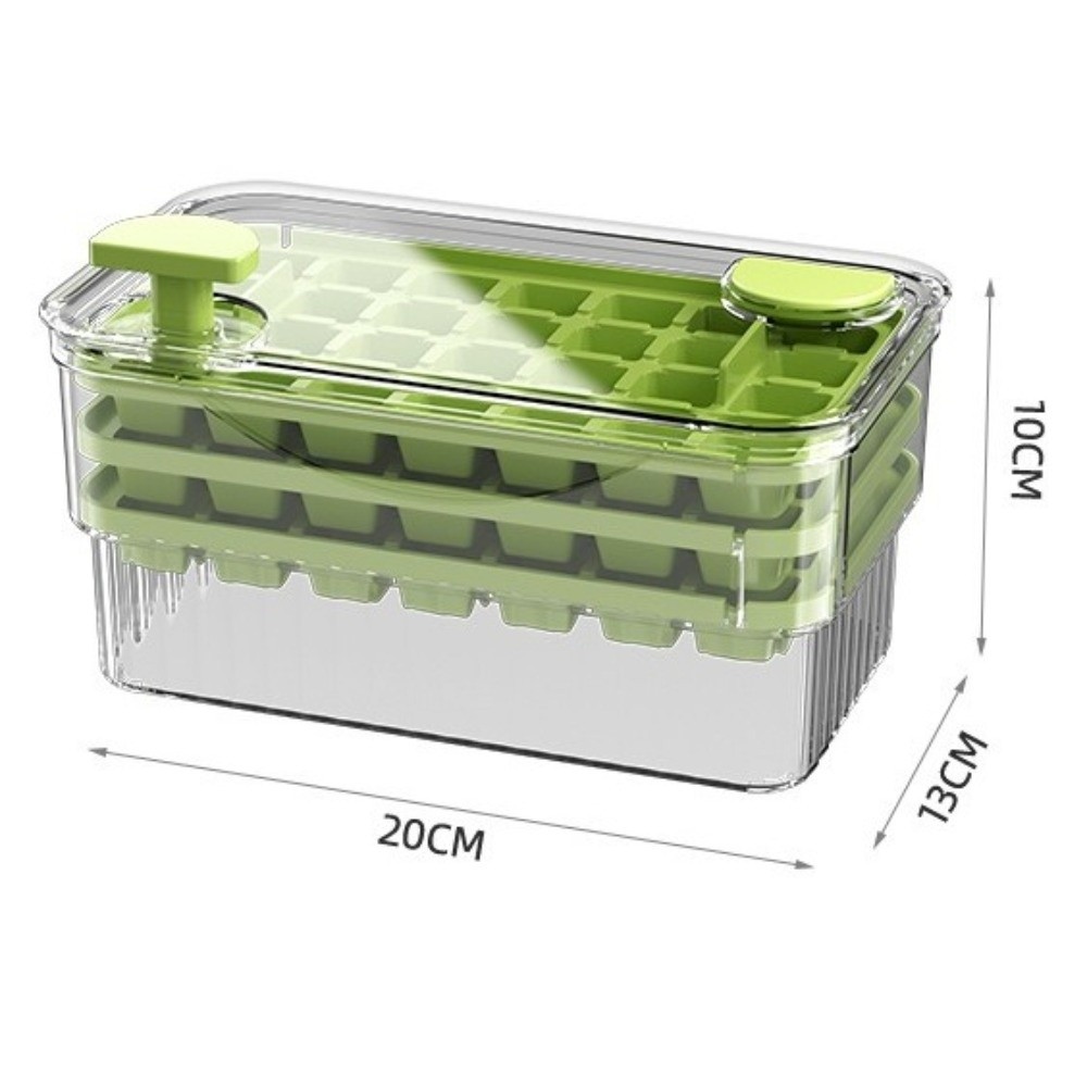 Reusable 2 in 1 Ice Cube Molds with Lid Remove Ice with One Click Ice Cube Bucket 28/56/84 Slots Stackable Ice Cube Storage Box Home Use