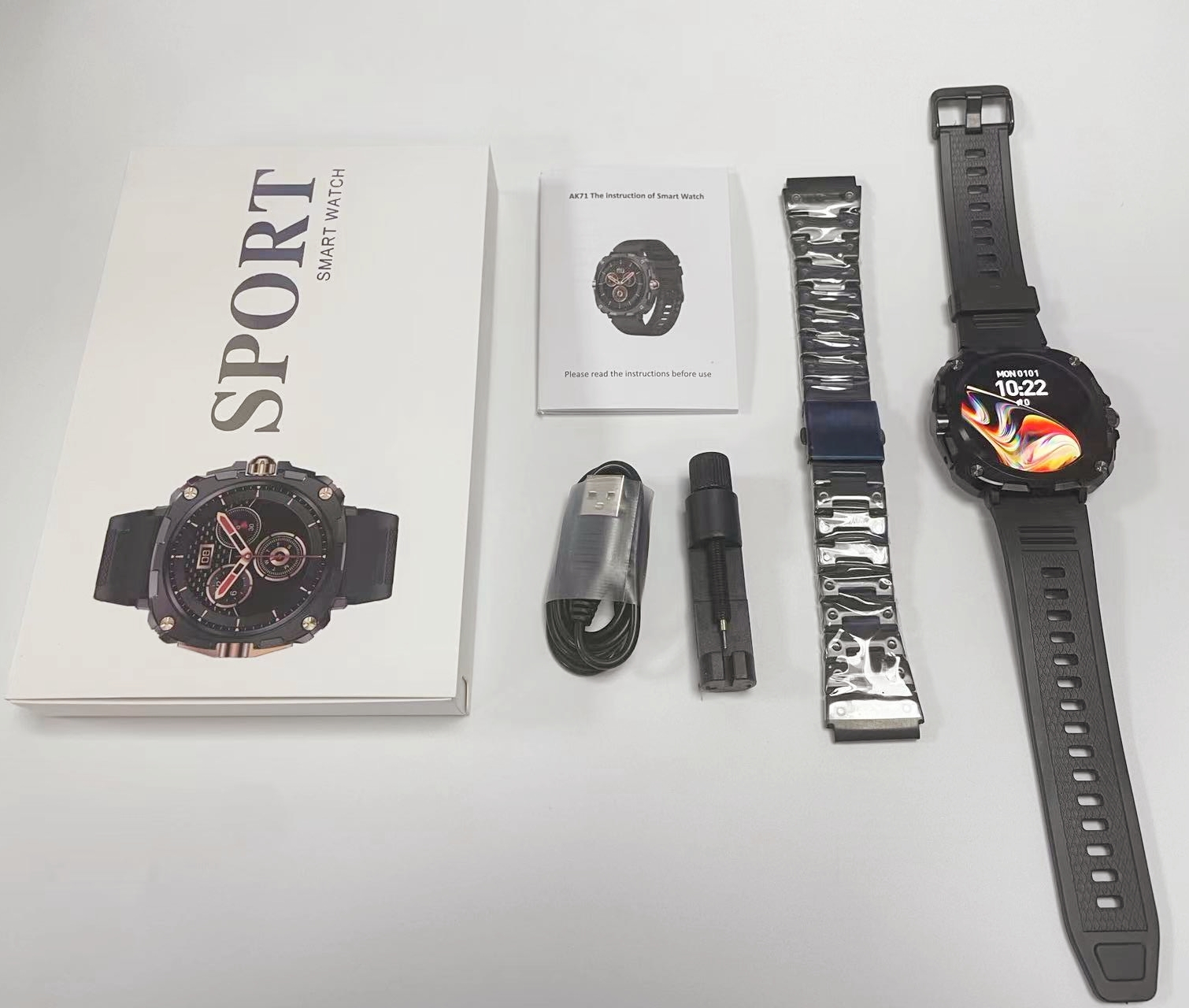 Linman AK71 Outdoors Smart Watch 1.43| AMOLED Screen 3 Buttons CD ScreOriginalws DAFIT Bt Call 2024 IP67 Deeply Waterproof for Sport Smartwatch