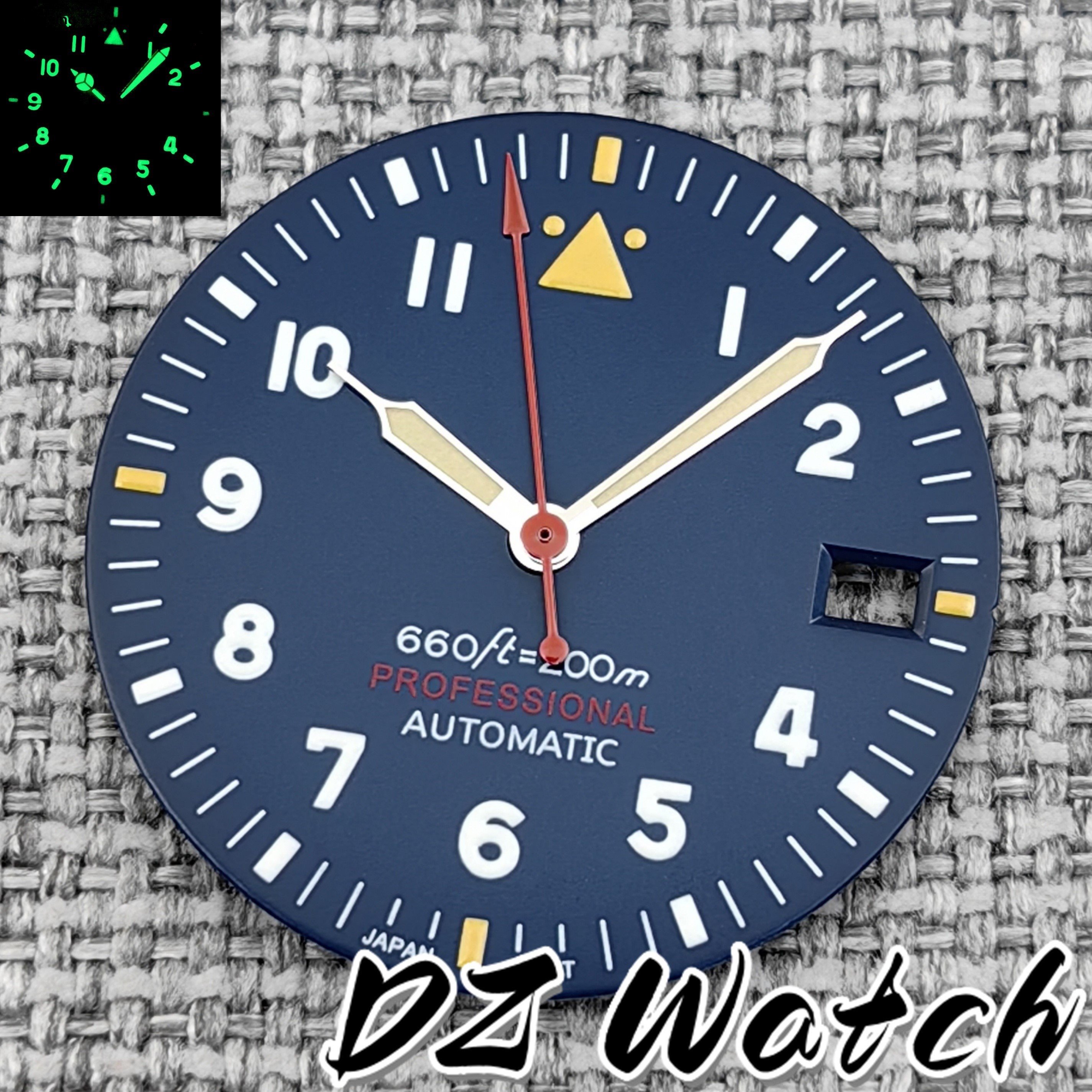 Sutuiying DZ NH35 29mm Blue Pilot Style Watch Dial Date Window With Hand Sets Fashion Luminous Fit NH35 NH36 ETA2824 PT5000 Movement Watch Parts