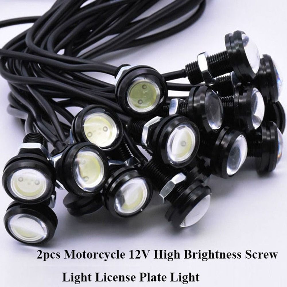 2pcs New High Brightness 12V Screw Light Waterproof License Plate Light Brake Lights Motorcycle Accessories