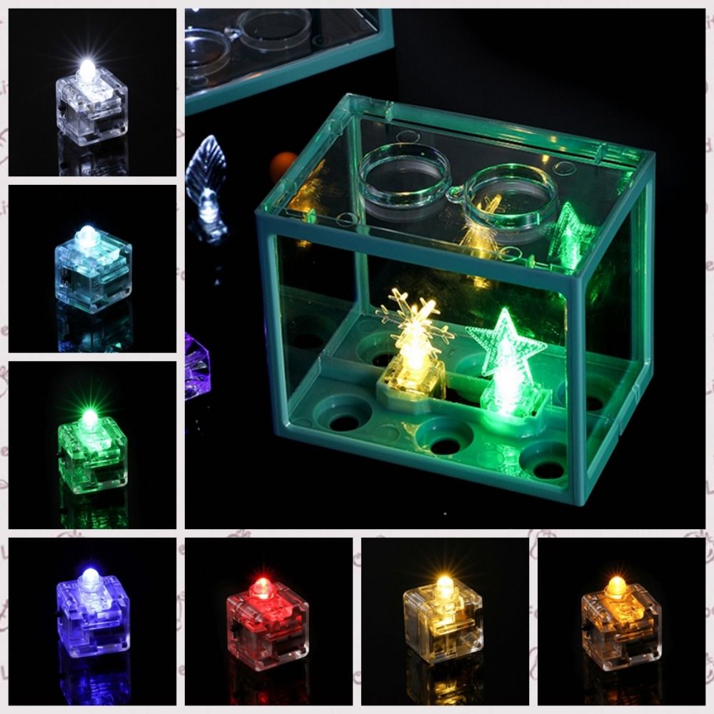 Waterproof LED Candles Light Mini Fish Candle Lamp Decorative Square Fish Decorative Lamp Colorful Plastic Fighting Fish Desk