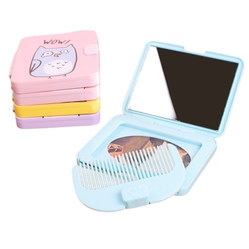 1pcs Portable Folding Mini Hair Comb With Mirror Set For Girls