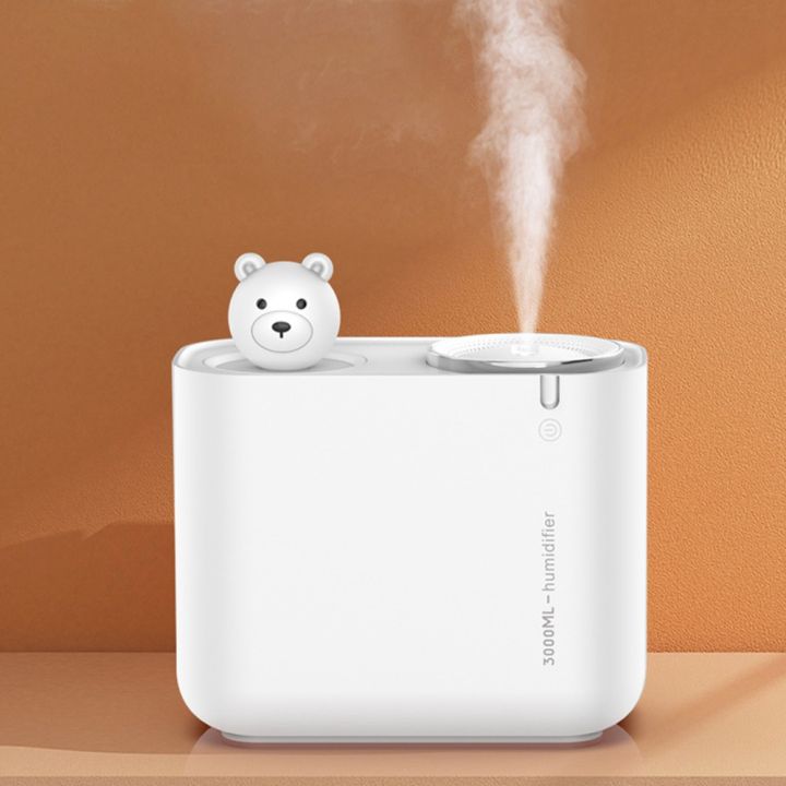 Cute Bear Dual Nozzle Humidifier 3L Large Capacity Desktop USB Office Quiet Air Humidifier with Night Light BOS
