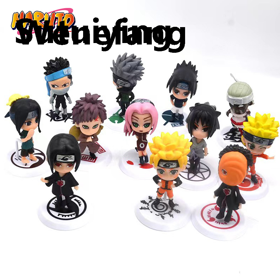 Wenefang Sutuiying Hot 12pcs/set Anime Figure Naruto Shippuden Hinata Sasuke Itachi Luxury Kakashi Gaara Action Figure Q Version PVC Figures Toys Gift