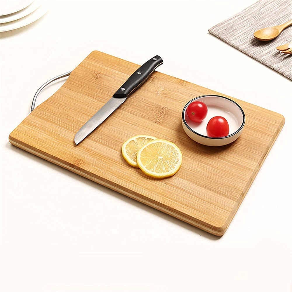 Non-Slip Wooden Bamboo Cutting Board with Antibacterial Surface with Stainless Steel Handle, Chopping Board for Kitchen, Cutting Board for Kitchen
