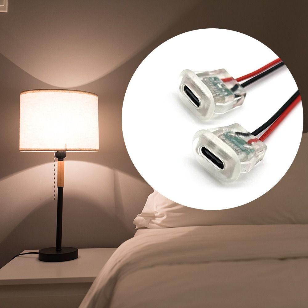 High Quality With LED lights Plate 2pin USB Type C Port Waterproof Transparent 5A Input Type Charging Socket Charging Port Durable USB-C Power Port