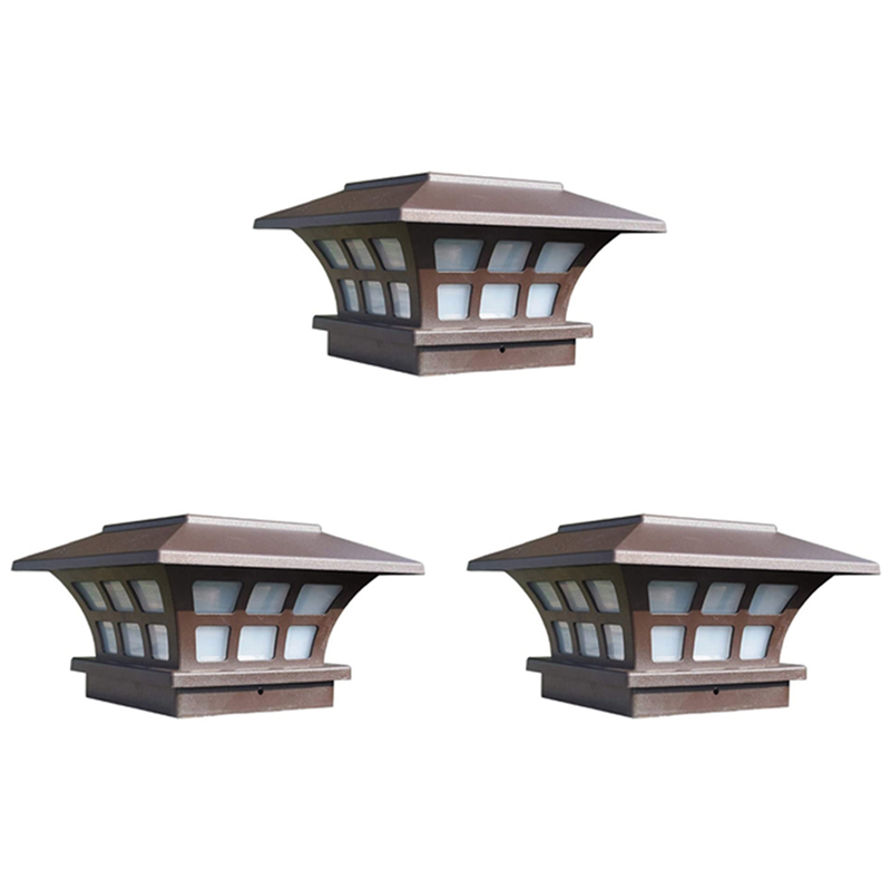 OUMERY 3X Solar Post Lamp Outdoor Waterproof Column Light for Garden Wall Lamp Garden Fence Landscape Lamp for Gate Garden